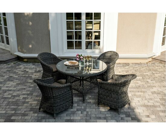 "Эспрессо–118 R" обеденная группа плетеная, цвет графит, изображение 2 | Интернет магазин мебели и декора LifeDekor