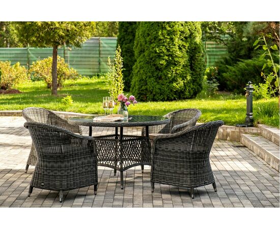 "Эспрессо–118 R" обеденная группа плетеная, цвет графит, изображение 3 | Интернет магазин мебели и декора LifeDekor