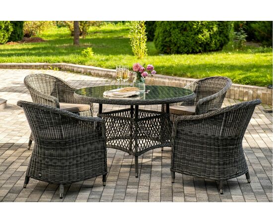"Эспрессо–118 R" обеденная группа плетеная, цвет графит, изображение 4 | Интернет магазин мебели и декора LifeDekor
