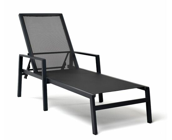 "Парма" шезлонг из алюминия темно-серый (RAL7024) муар, ткань текстилен серая | Интернет магазин мебели и декора LifeDekor