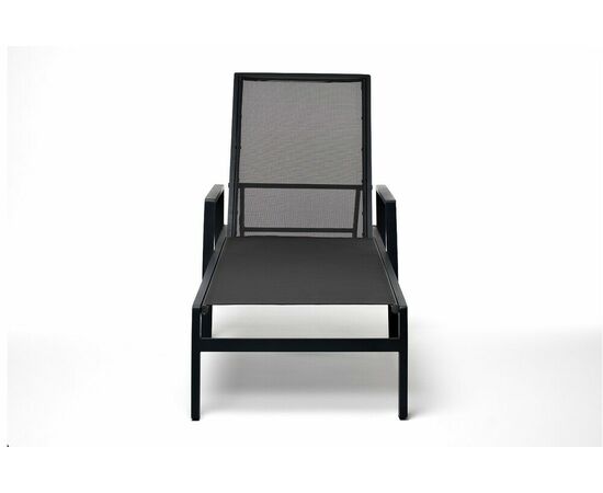 "Парма" шезлонг из алюминия темно-серый (RAL7024) муар, ткань текстилен серая, изображение 2 | Интернет магазин мебели и декора LifeDekor