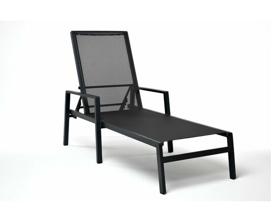 "Парма" шезлонг из алюминия темно-серый (RAL7024) муар, ткань текстилен серая, изображение 3 | Интернет магазин мебели и декора LifeDekor