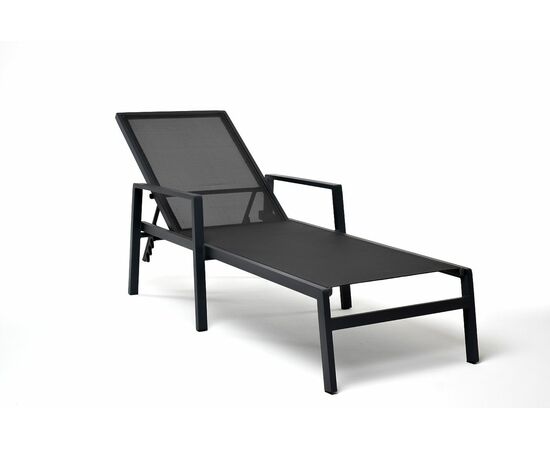 "Парма" шезлонг из алюминия темно-серый (RAL7024) муар, ткань текстилен серая, изображение 4 | Интернет магазин мебели и декора LifeDekor