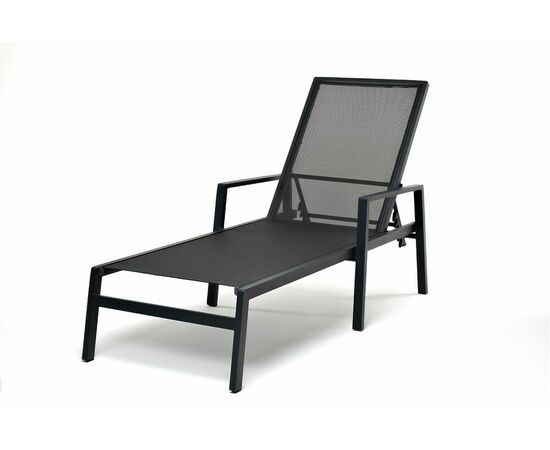 "Парма" шезлонг из алюминия темно-серый (RAL7024) муар, ткань текстилен серая, изображение 5 | Интернет магазин мебели и декора LifeDekor