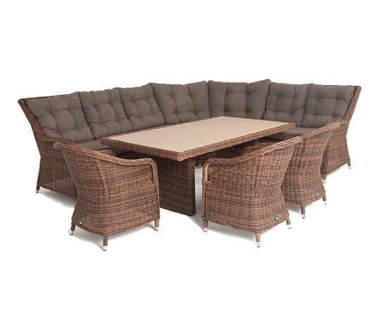 "Бергамо" обеденная группа угловая из искусственного ротанга, цвет коричневый | Интернет магазин мебели и декора LifeDekor