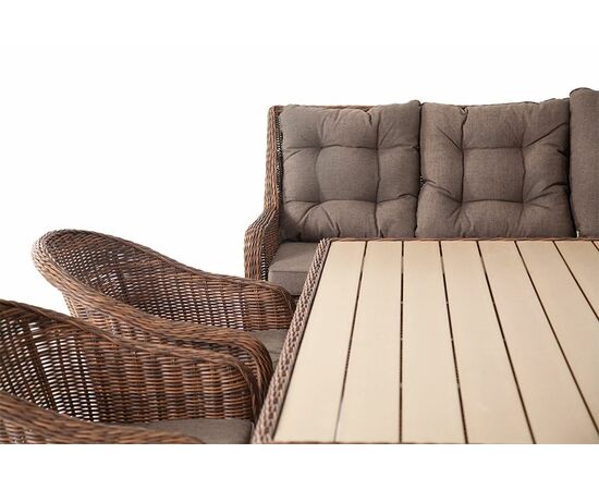 "Бергамо" обеденная группа угловая из искусственного ротанга, цвет коричневый, изображение 3 | Интернет магазин мебели и декора LifeDekor