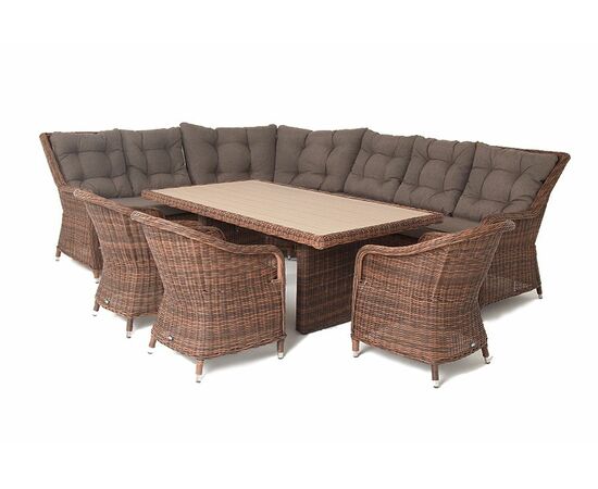 "Бергамо" обеденная группа угловая из искусственного ротанга, цвет коричневый, изображение 4 | Интернет магазин мебели и декора LifeDekor