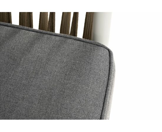 "Касабланка" диван 2-местный плетеный из роупа, каркас алюминий светло-серый (RAL7035) шагрень, роуп серо-коричневый 23мм, ткань бежевая интерьерная, изображение 7 | Интернет магазин мебели и декора LifeDekor