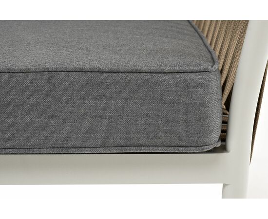 "Касабланка" диван 2-местный плетеный из роупа, каркас алюминий светло-серый (RAL7035) шагрень, роуп серо-коричневый 23мм, ткань бежевая интерьерная, изображение 8 | Интернет магазин мебели и декора LifeDekor