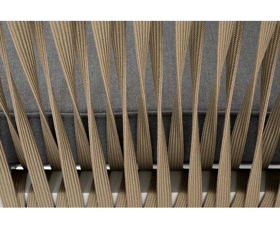 "Касабланка" диван 2-местный плетеный из роупа, каркас алюминий светло-серый (RAL7035) шагрень, роуп серо-коричневый 23мм, ткань бежевая интерьерная, изображение 9 | Интернет магазин мебели и декора LifeDekor