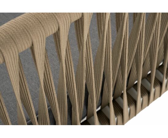 "Касабланка" диван 2-местный плетеный из роупа, каркас алюминий светло-серый (RAL7035) шагрень, роуп серо-коричневый 23мм, ткань бежевая интерьерная, изображение 10 | Интернет магазин мебели и декора LifeDekor