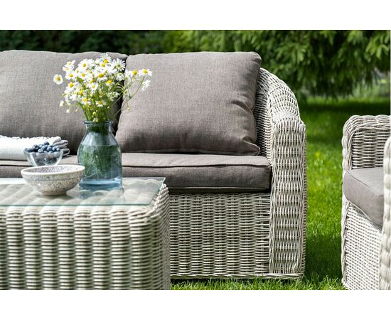 "Кон Панна" лаунж-зона из искусственного ротанга, цвет бежевый, изображение 12 | Интернет магазин мебели и декора LifeDekor