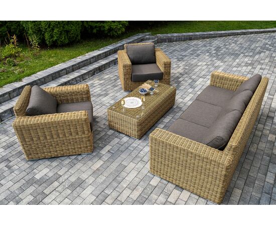 "Боно" лаунж-зона из искусственного ротанга, цвет соломенный, изображение 5 | Интернет магазин мебели и декора LifeDekor