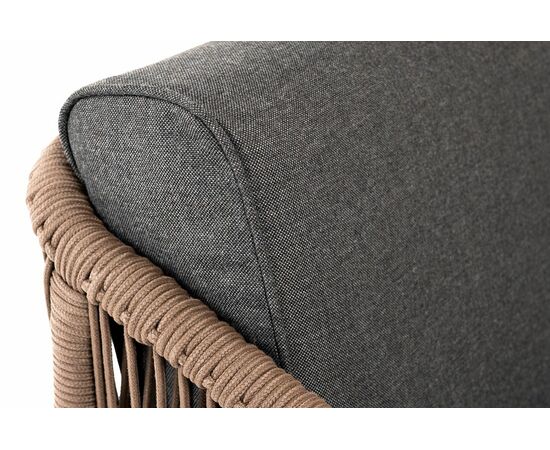 "Канны" кресло плетеное из роупа, каркас алюминий коричневый (RAL8016) муар, роуп коричневый круглый, ткань темно-серая 027, изображение 4 | Интернет магазин мебели и декора LifeDekor