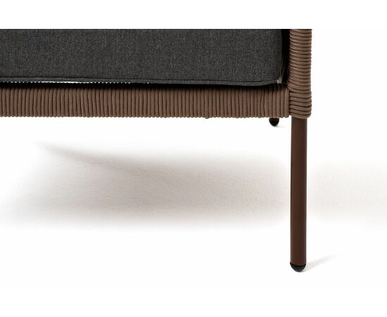 "Канны" кресло плетеное из роупа, каркас алюминий коричневый (RAL8016) муар, роуп коричневый круглый, ткань темно-серая 027, изображение 6 | Интернет магазин мебели и декора LifeDekor