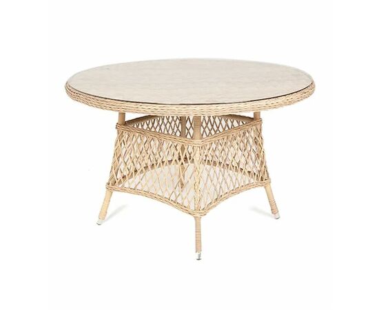 "Эспрессо" плетеный круглый стол, диаметр 118 см, цвет соломенный | Интернет магазин мебели и декора LifeDekor