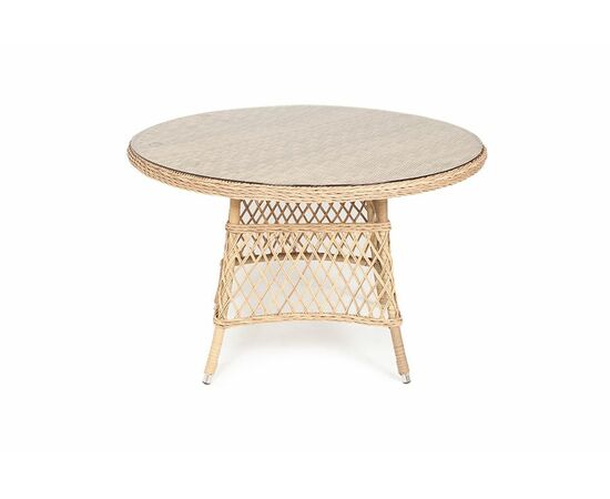 "Эспрессо" плетеный круглый стол, диаметр 118 см, цвет соломенный, изображение 2 | Интернет магазин мебели и декора LifeDekor
