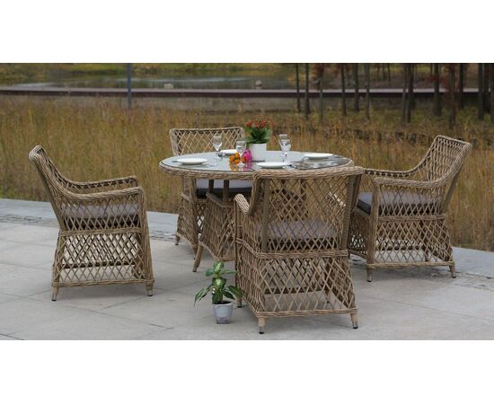 "Эспрессо" плетеный круглый стол, диаметр 118 см, цвет соломенный, изображение 5 | Интернет магазин мебели и декора LifeDekor