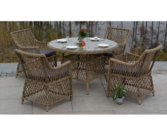 "Эспрессо" плетеный круглый стол, диаметр 118 см, цвет соломенный, изображение 6 | Интернет магазин мебели и декора LifeDekor