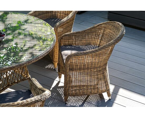 "Эспрессо" плетеный круглый стол, диаметр 118 см, цвет соломенный, изображение 7 | Интернет магазин мебели и декора LifeDekor