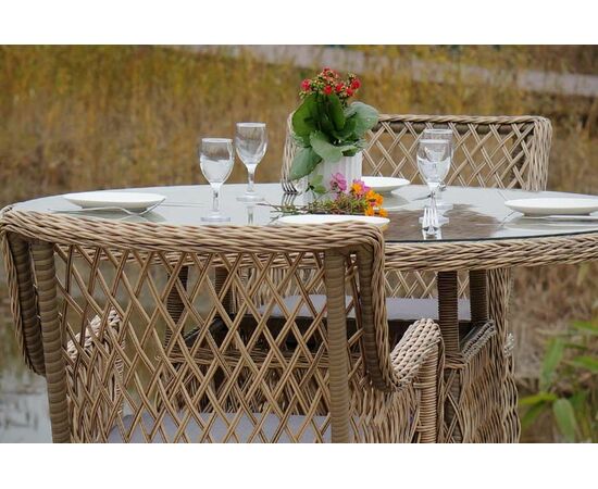 "Эспрессо" плетеный круглый стол, диаметр 118 см, цвет соломенный, изображение 9 | Интернет магазин мебели и декора LifeDekor