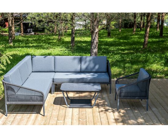 "Канны" модульная угловая лаунж-зона из роупа (веревки), цвет темно-серый | Интернет магазин мебели и декора LifeDekor