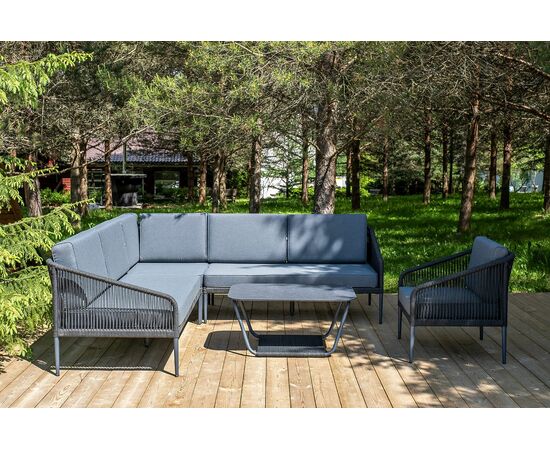 "Канны" модульная угловая лаунж-зона из роупа (веревки), цвет темно-серый, изображение 2 | Интернет магазин мебели и декора LifeDekor