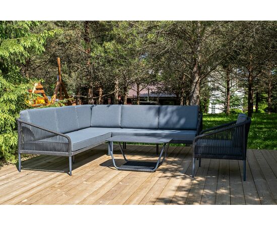 "Канны" модульная угловая лаунж-зона из роупа (веревки), цвет темно-серый, изображение 3 | Интернет магазин мебели и декора LifeDekor