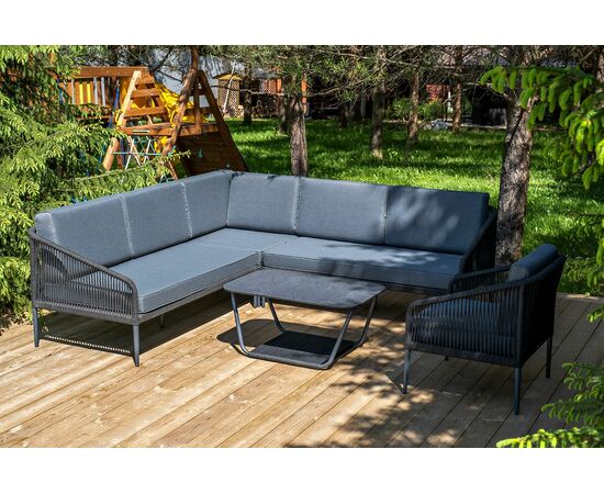 "Канны" модульная угловая лаунж-зона из роупа (веревки), цвет темно-серый, изображение 4 | Интернет магазин мебели и декора LifeDekor