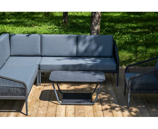 "Канны" модульная угловая лаунж-зона из роупа (веревки), цвет темно-серый, изображение 6 | Интернет магазин мебели и декора LifeDekor