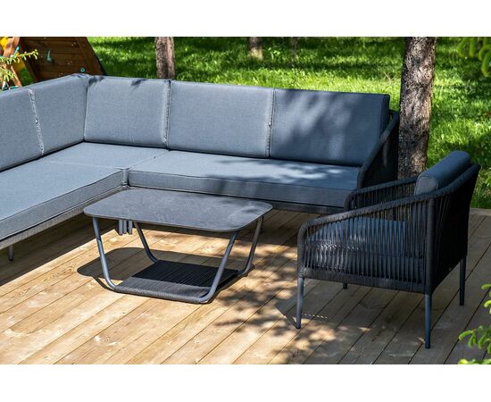 "Канны" модульная угловая лаунж-зона из роупа (веревки), цвет темно-серый, изображение 8 | Интернет магазин мебели и декора LifeDekor