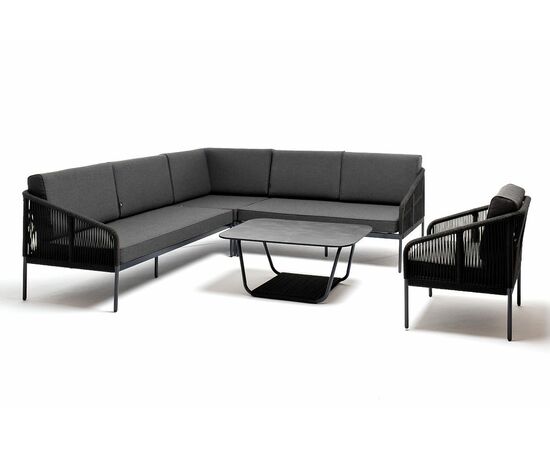 "Канны" модульная угловая лаунж-зона из роупа (веревки), цвет темно-серый, изображение 18 | Интернет магазин мебели и декора LifeDekor