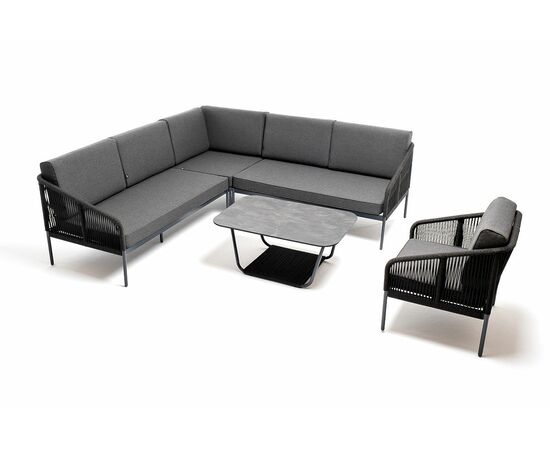 "Канны" модульная угловая лаунж-зона из роупа (веревки), цвет темно-серый, изображение 19 | Интернет магазин мебели и декора LifeDekor