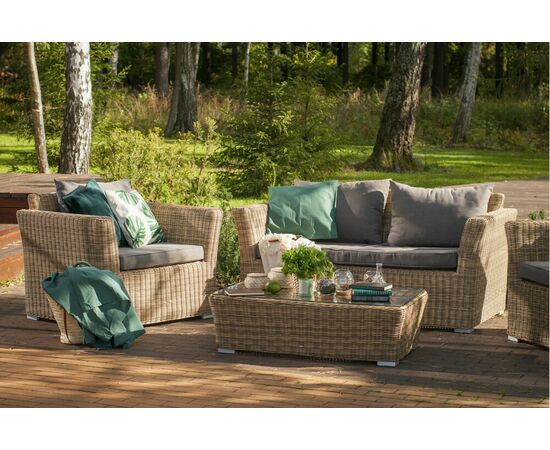 "Капучино Сингл" лаунж-зона из искусственного ротанга, цвет соломенный | Интернет магазин мебели и декора LifeDekor