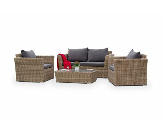 "Капучино Сингл" лаунж-зона из искусственного ротанга, цвет соломенный, изображение 2 | Интернет магазин мебели и декора LifeDekor