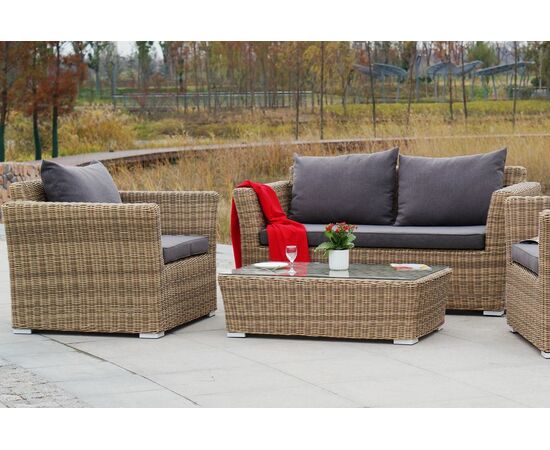 "Капучино Сингл" лаунж-зона из искусственного ротанга, цвет соломенный, изображение 3 | Интернет магазин мебели и декора LifeDekor