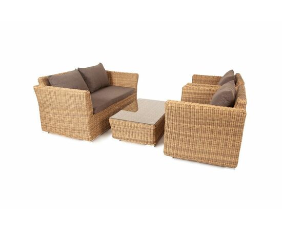 "Капучино Сингл" лаунж-зона из искусственного ротанга, цвет соломенный, изображение 4 | Интернет магазин мебели и декора LifeDekor