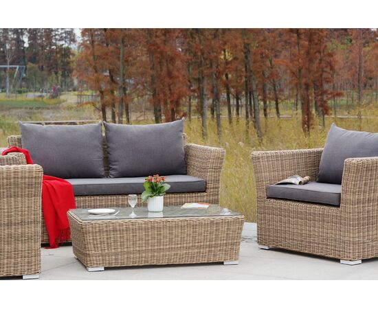 "Капучино Сингл" лаунж-зона из искусственного ротанга, цвет соломенный, изображение 5 | Интернет магазин мебели и декора LifeDekor