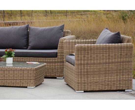 "Капучино Сингл" лаунж-зона из искусственного ротанга, цвет соломенный, изображение 8 | Интернет магазин мебели и декора LifeDekor