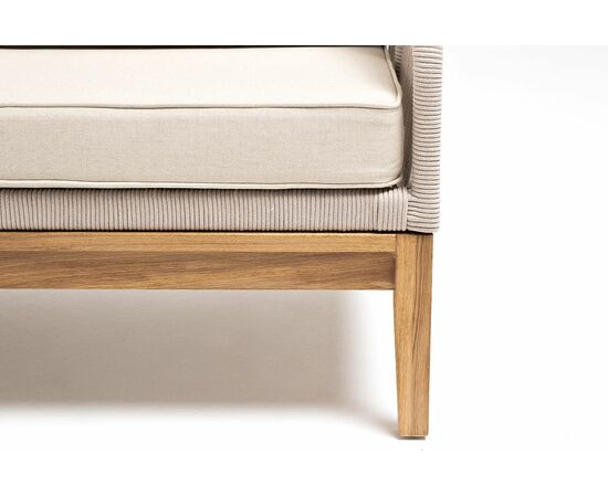 "Канны" диван 2-местный плетеный из роупа, основание дуб, роуп бежевый круглый, ткань бежевая 15052, изображение 4 | Интернет магазин мебели и декора LifeDekor