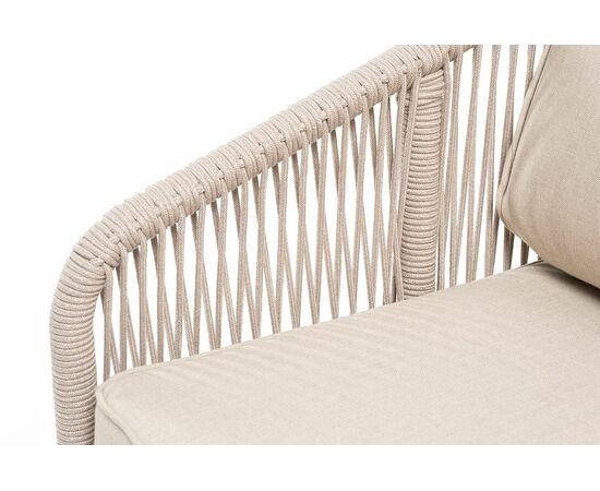 "Канны" диван 2-местный плетеный из роупа, основание дуб, роуп бежевый круглый, ткань бежевая 15052, изображение 5 | Интернет магазин мебели и декора LifeDekor