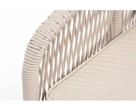 "Канны" диван 2-местный плетеный из роупа, основание дуб, роуп бежевый круглый, ткань бежевая 15052, изображение 6 | Интернет магазин мебели и декора LifeDekor