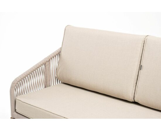 "Канны" диван 2-местный плетеный из роупа, основание дуб, роуп бежевый круглый, ткань бежевая 15052, изображение 7 | Интернет магазин мебели и декора LifeDekor