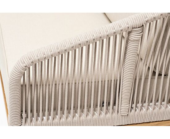 "Канны" диван 2-местный плетеный из роупа, основание дуб, роуп бежевый круглый, ткань бежевая 15052, изображение 8 | Интернет магазин мебели и декора LifeDekor