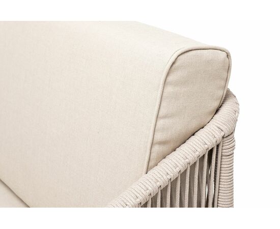 "Канны" диван 2-местный плетеный из роупа, основание дуб, роуп бежевый круглый, ткань бежевая 15052, изображение 9 | Интернет магазин мебели и декора LifeDekor