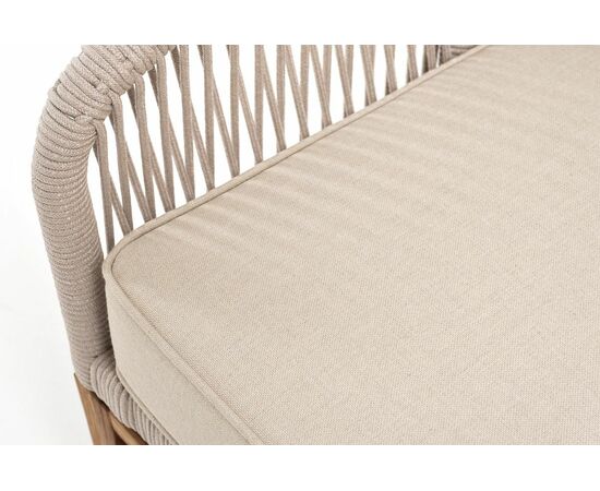 "Канны" диван 2-местный плетеный из роупа, основание дуб, роуп бежевый круглый, ткань бежевая 15052, изображение 10 | Интернет магазин мебели и декора LifeDekor