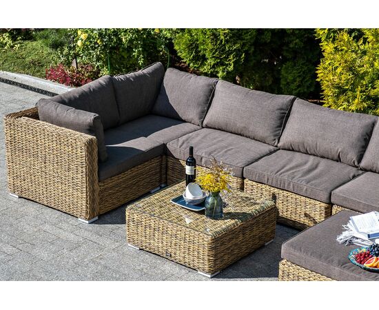 "Лунго" трансформирующийся диван из искусственного ротанга (гиацинт), цвет соломенный, изображение 14 | Интернет магазин мебели и декора LifeDekor