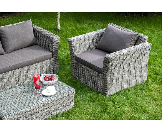 "Капучино" журнальный столик из искусственного ротанга (гиацинт), цвет cерый, изображение 6 | Интернет магазин мебели и декора LifeDekor