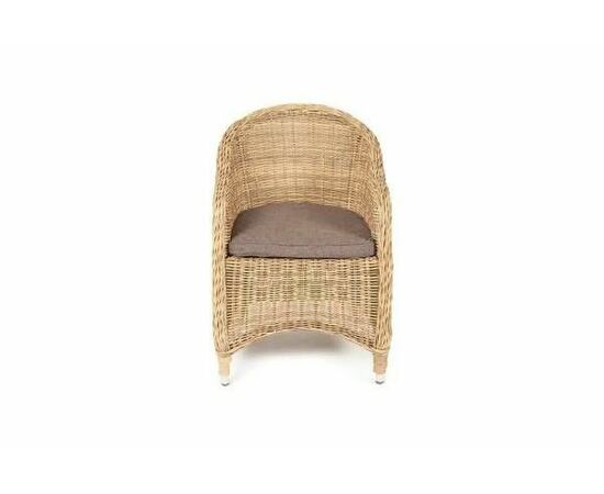 "Равенна" плетеное кресло из искусственного ротанга, цвет соломенный с серой подушкой, изображение 3 | Интернет магазин мебели и декора LifeDekor