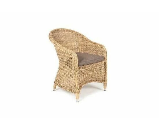 "Равенна" плетеное кресло из искусственного ротанга, цвет соломенный с серой подушкой, изображение 4 | Интернет магазин мебели и декора LifeDekor